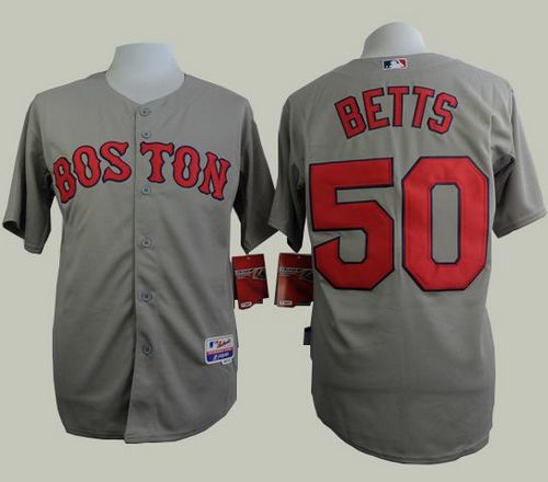 Red Sox #50 Mookie Betts Grey Cool Base Stitched MLB Jersey